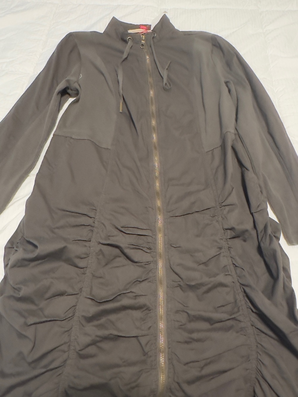 Women's Long Zip-Front Jacket- Olive/Khaki green